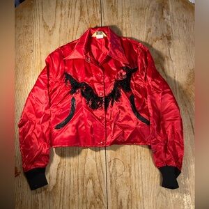 Tony Lama red silky jacket- red- size S